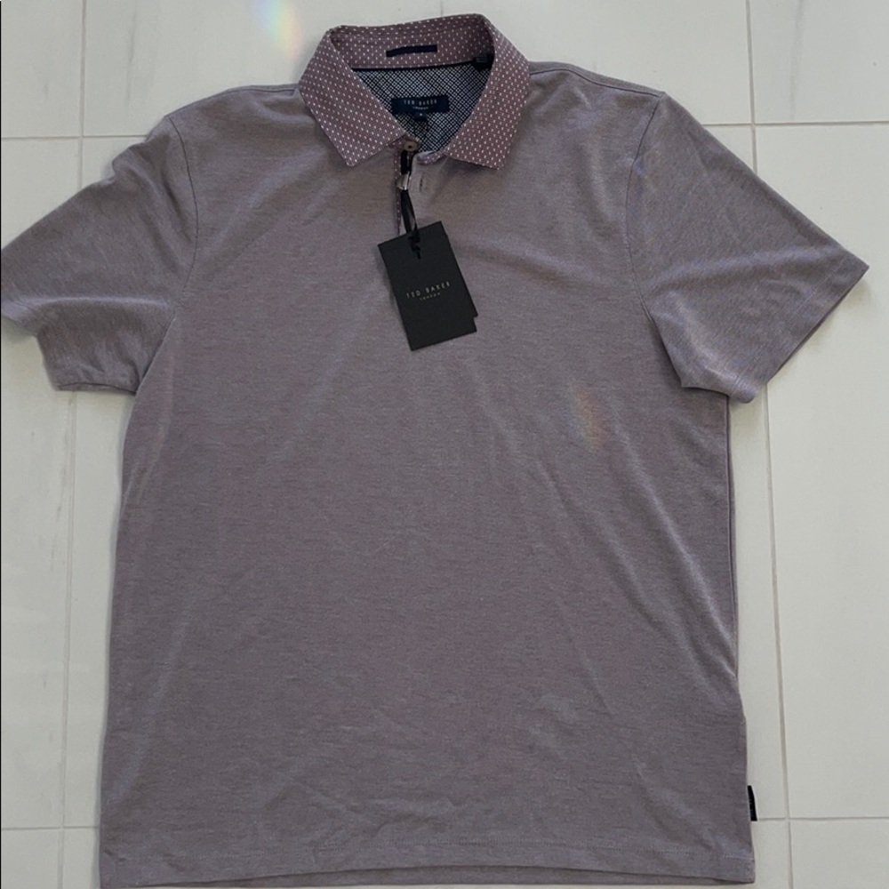 NWT Ted Baker London S/S Purple Woven Collar Polo Size 4 - Picture 4 of 7